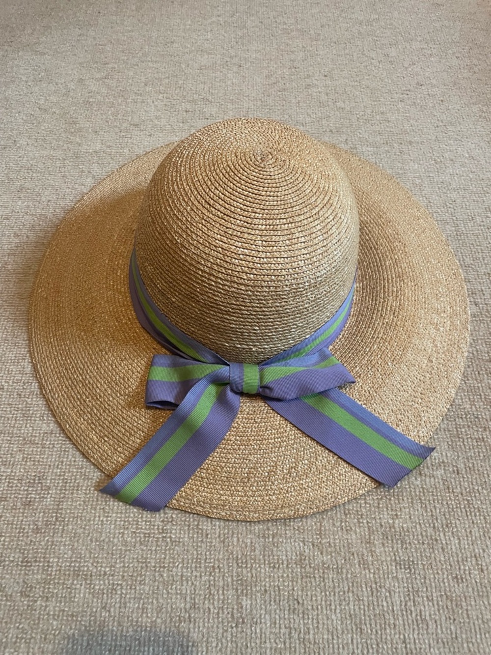 NWOT April Cornell Straw Hat with grosgrain ribbon band/bow